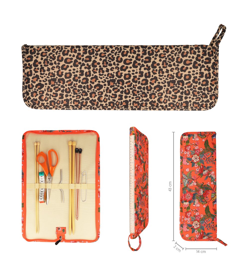 Stricknadeltasche 43x14x2cm Leopard