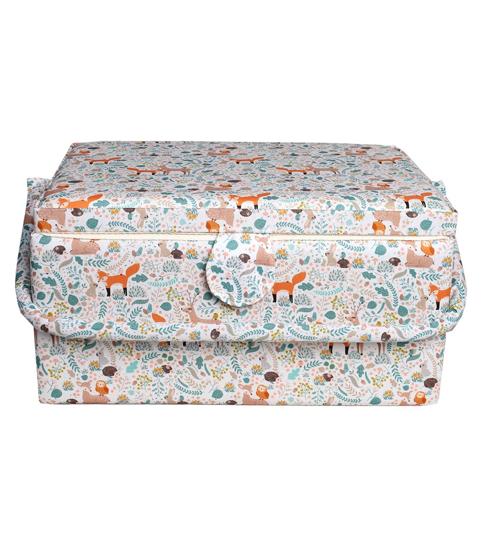 Boîte à couture 30,5cm x 23cm x 16cm renard et biche