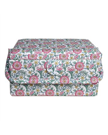 Sewing box 30.5cm x 23cm x 16cm pink flower