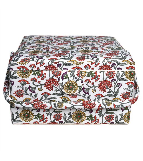 Sewing box 26.5cm x 26.5cm x 16cm green flower