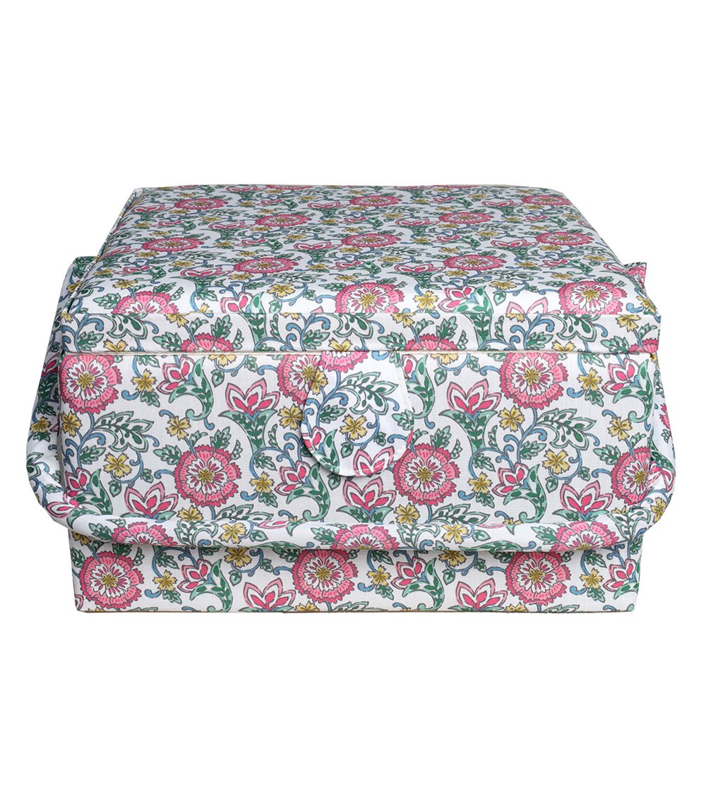 Scatola da cucito 26,5 cm x 26,5 cm x 16 cm fiore rosa