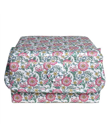 Costurero 26,5cm x 26,5cm x 16cm flor rosa