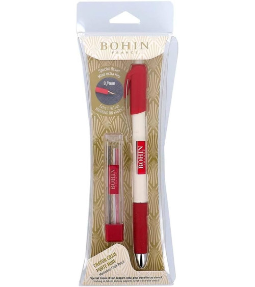 Crayon Bohin craie porte-mine + 6 mines couleurs assorties