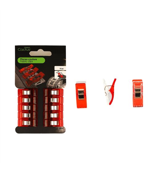 Juego de 10 clips para patchwork y costura 25mm rojo