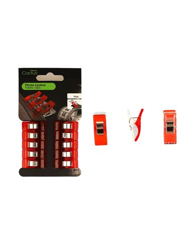 Juego de 10 clips para patchwork y costura 25mm rojo