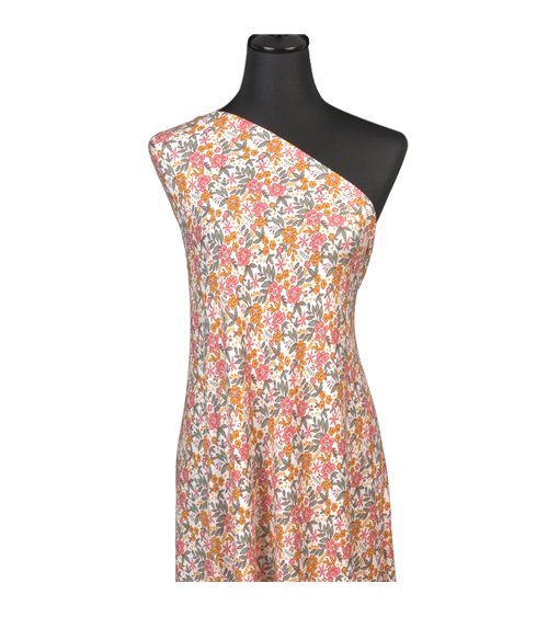 Gebürsteter Jerseystoff mit Blumendruck, 160 cm pro Meter