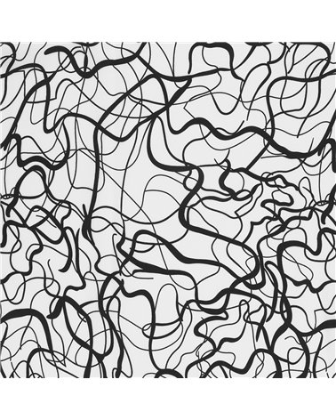 Super soft stretch fabric printed with black and white arabesques 150cm per meter