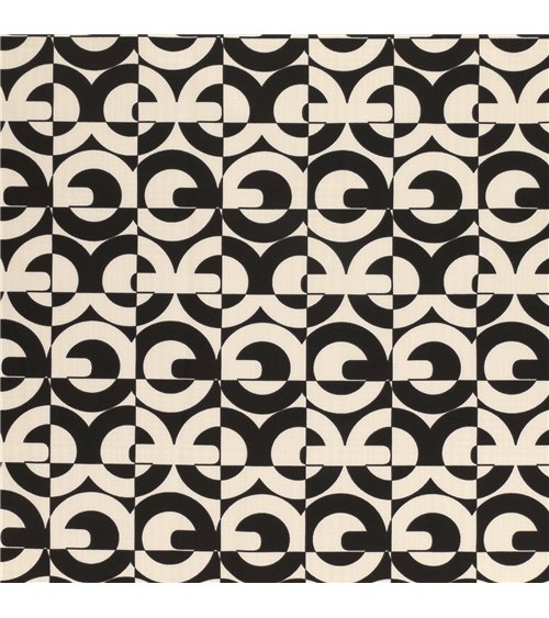 Super soft stretch fabric printed with black circles 150cm per meter