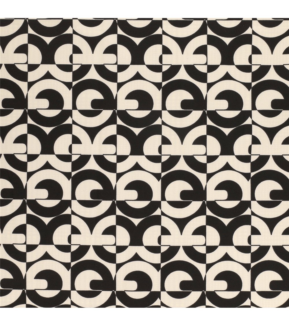 Tissu super soft stretch imprimé cercles noir 150cm au mètre