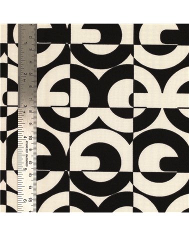 Tissu super soft stretch imprimé cercles noir 150cm au mètre