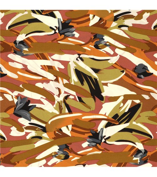 Tela elástica súper suave con estampado de hojas de 150 cm por metro.