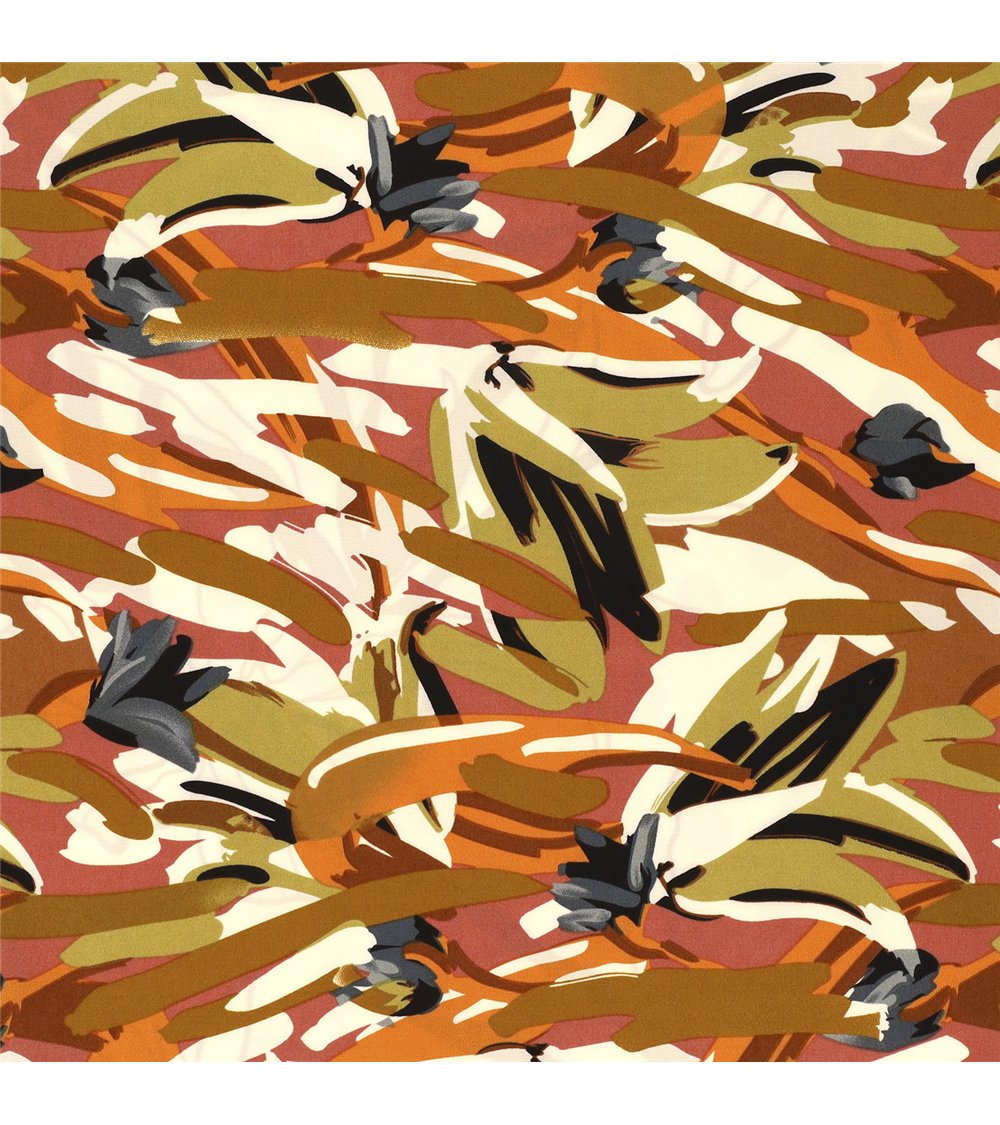 Tissu super soft stretch imprimé feuilles 150cm au mètre