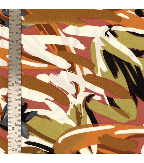 Tela elástica súper suave con estampado de hojas de 150 cm por metro.