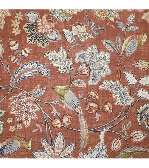 Elisabeth Stoff mit rostfarbenem Blumendruck, 150 cm pro Meter