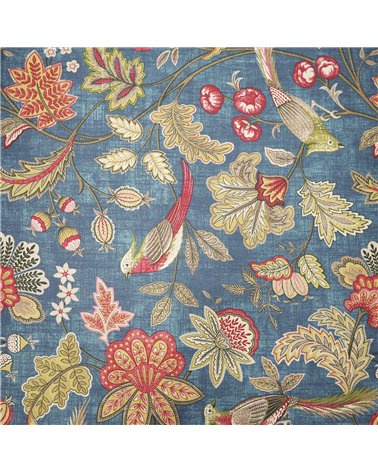 Tela Elisabeth estampado floral azul petróleo 150cm por metro