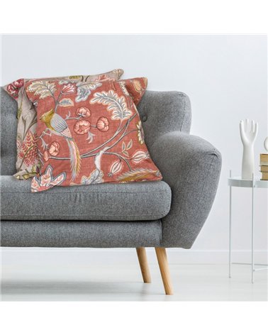 Tissu Elisabeth imprimé floral rouille 150cm au mètre