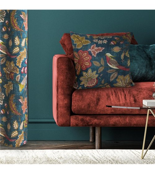 Tela Elisabeth estampado floral azul petróleo 150cm por metro