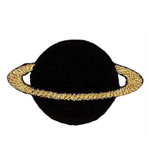 Black and gold Saturn universe badge 40*30mm
