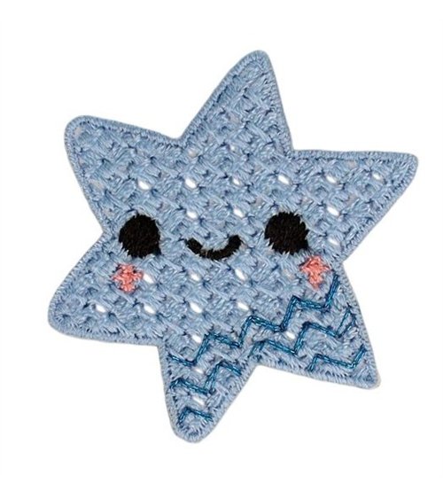 Blue star crochet patch 37*40mm