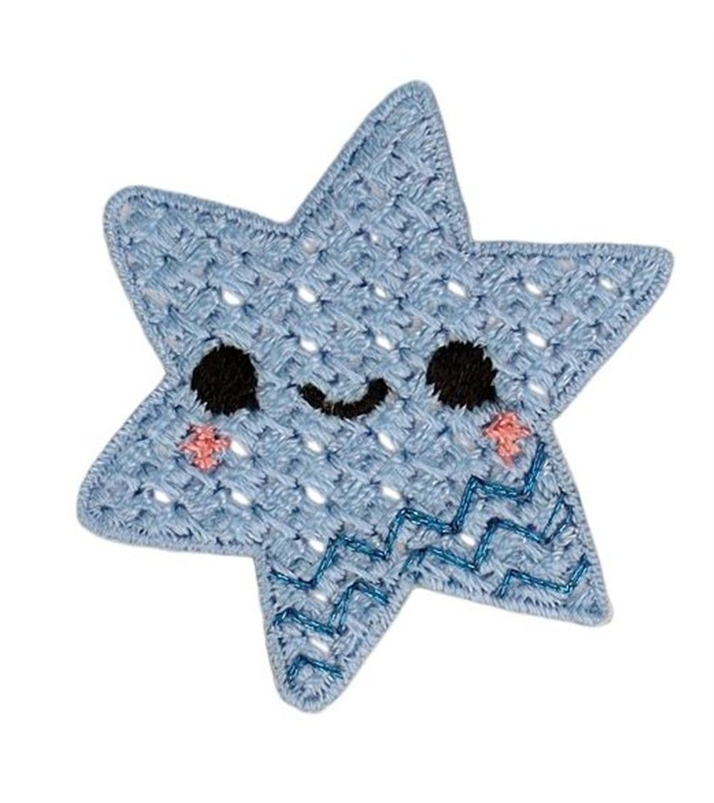 Blue star crochet patch 37*40mm