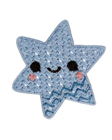 Toppa all'uncinetto con stella blu 37 * 40 mm