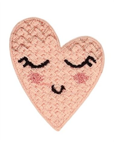 Ecusson crochet  cœur rose 40*35mm