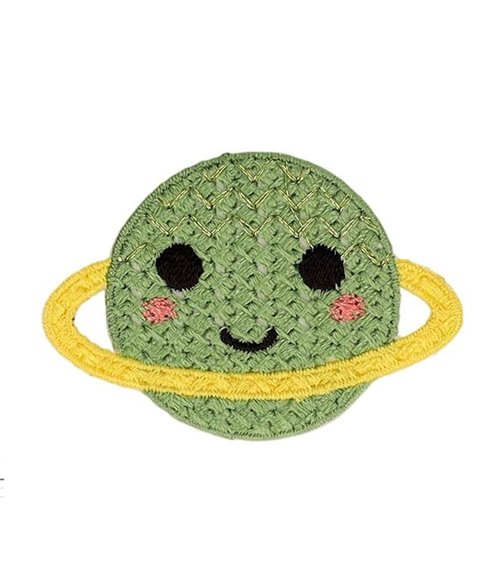 Green planet crochet patch 48*34mm