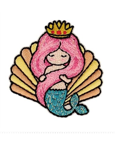 Pink hair mermaid patch 40*43mm