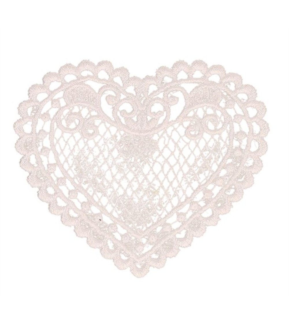 Insignia corazón encaje blanco 56*48mm