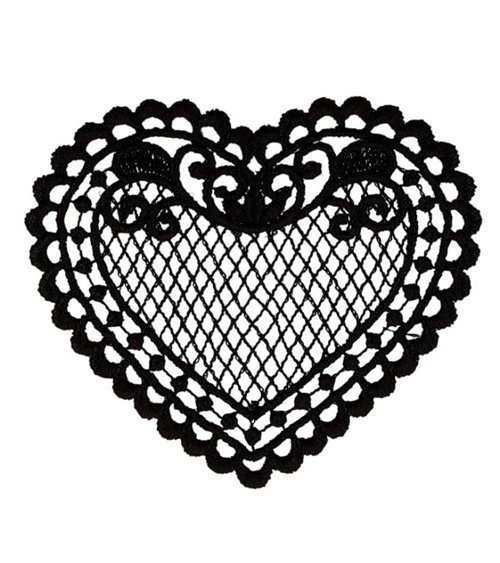 Black lace heart badge 56*48mm
