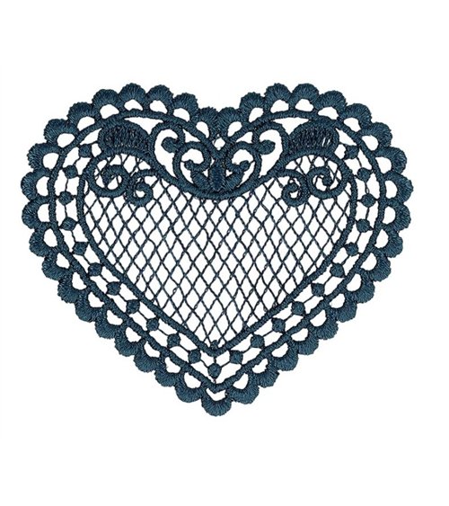 Stemma a cuore in pizzo blu 56 * 48 mm