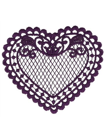 Parche corazón encaje morado 56*48mm