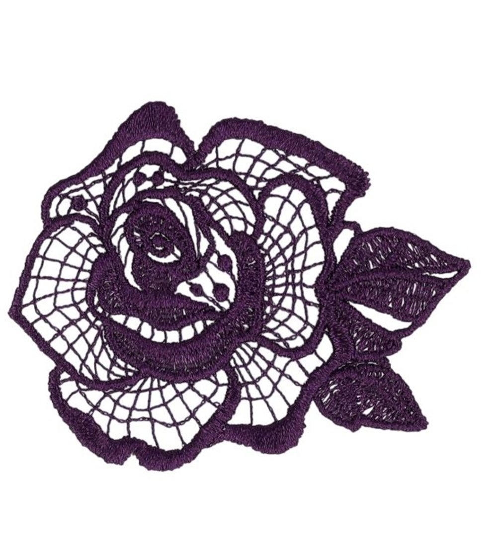 Ecusson fleur dentelle violet 51*48mm
