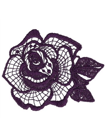 Ecusson fleur dentelle violet 51*48mm