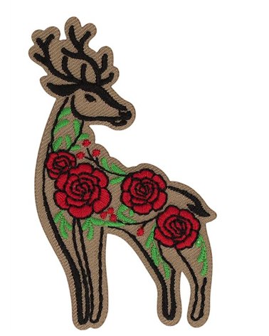 Ecusson animaux fleuris cerf 39*67mm