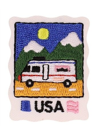 Set mit 3 Postkartenabzeichen für USA-Länder, 32 x 42 mm