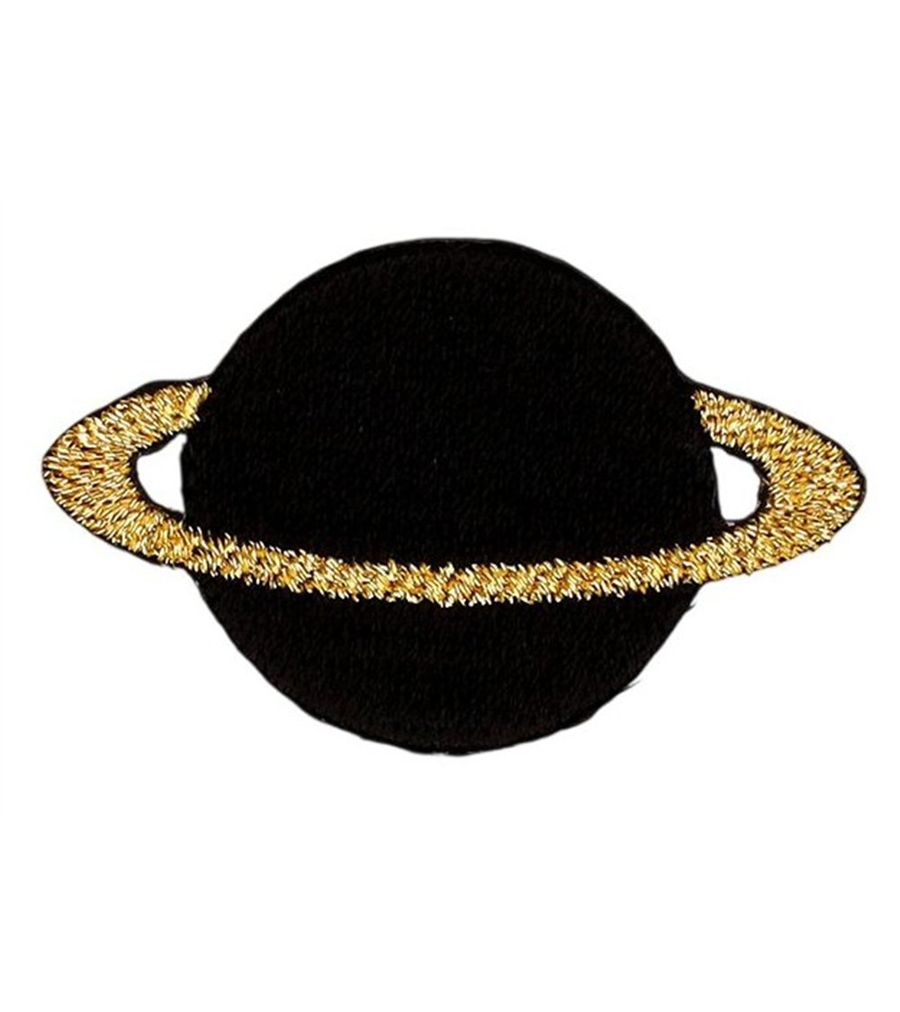 Lot de 3 écussons univers Saturne noir et doré 40*30mm