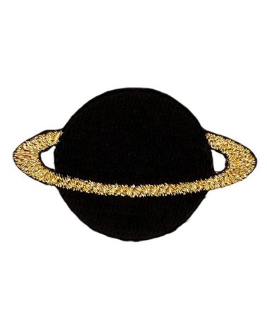 Lot de 3 écussons univers Saturne noir et doré 40*30mm