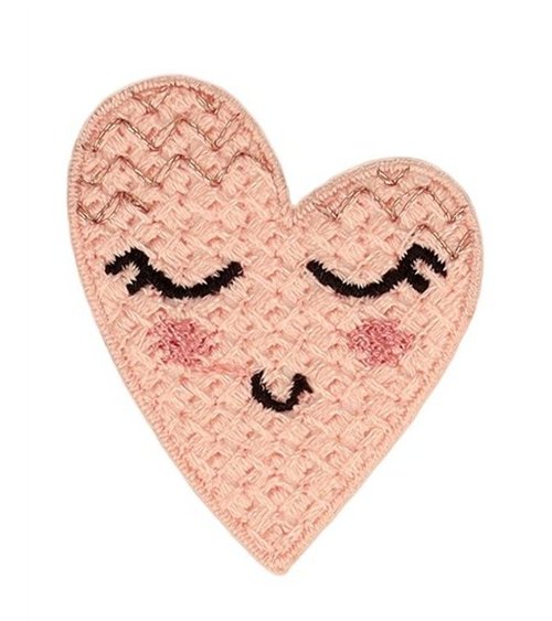 Set de 3 parches de crochet corazón rosa 40*35mm