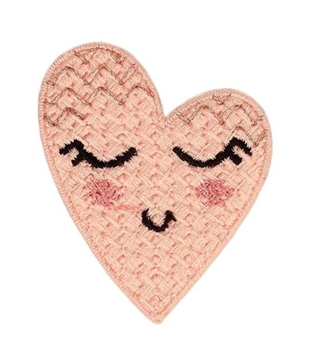 Lot de 3 écussons crochet  cœur rose 40*35mm