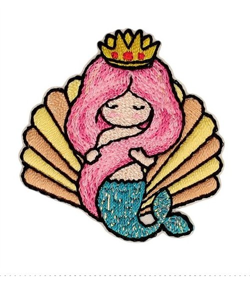 Set of 3 pink hair mermaid patches 40*43mm