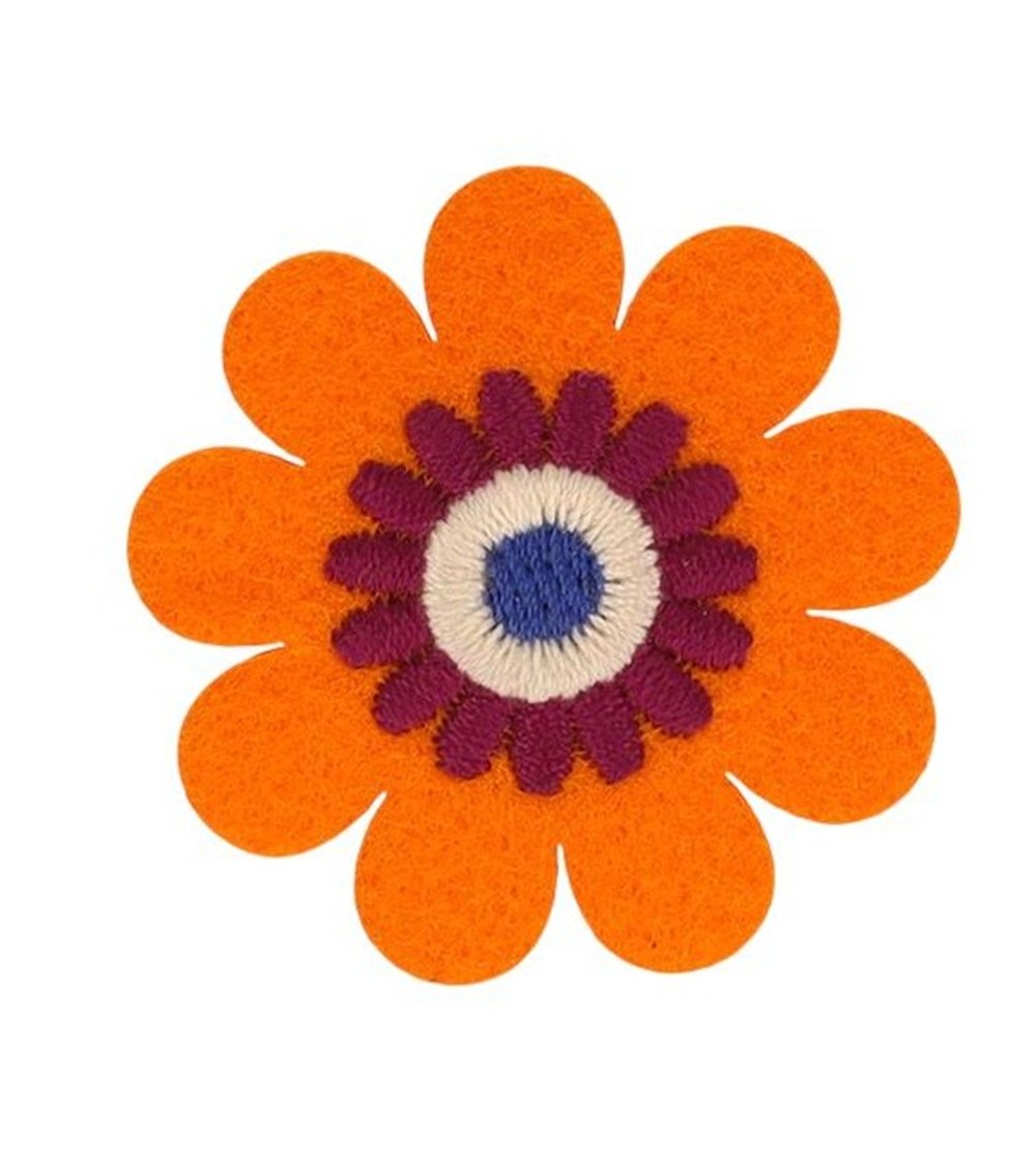Set of 3 orange flower patches 40*40mm