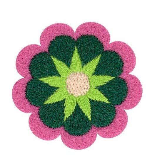 Lot de 3 écussons fleurs vert 40*40mm