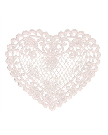 Set of 3 white lace heart patches 56*48mm