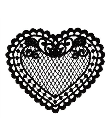 Set of 3 black lace heart patches 56*48mm