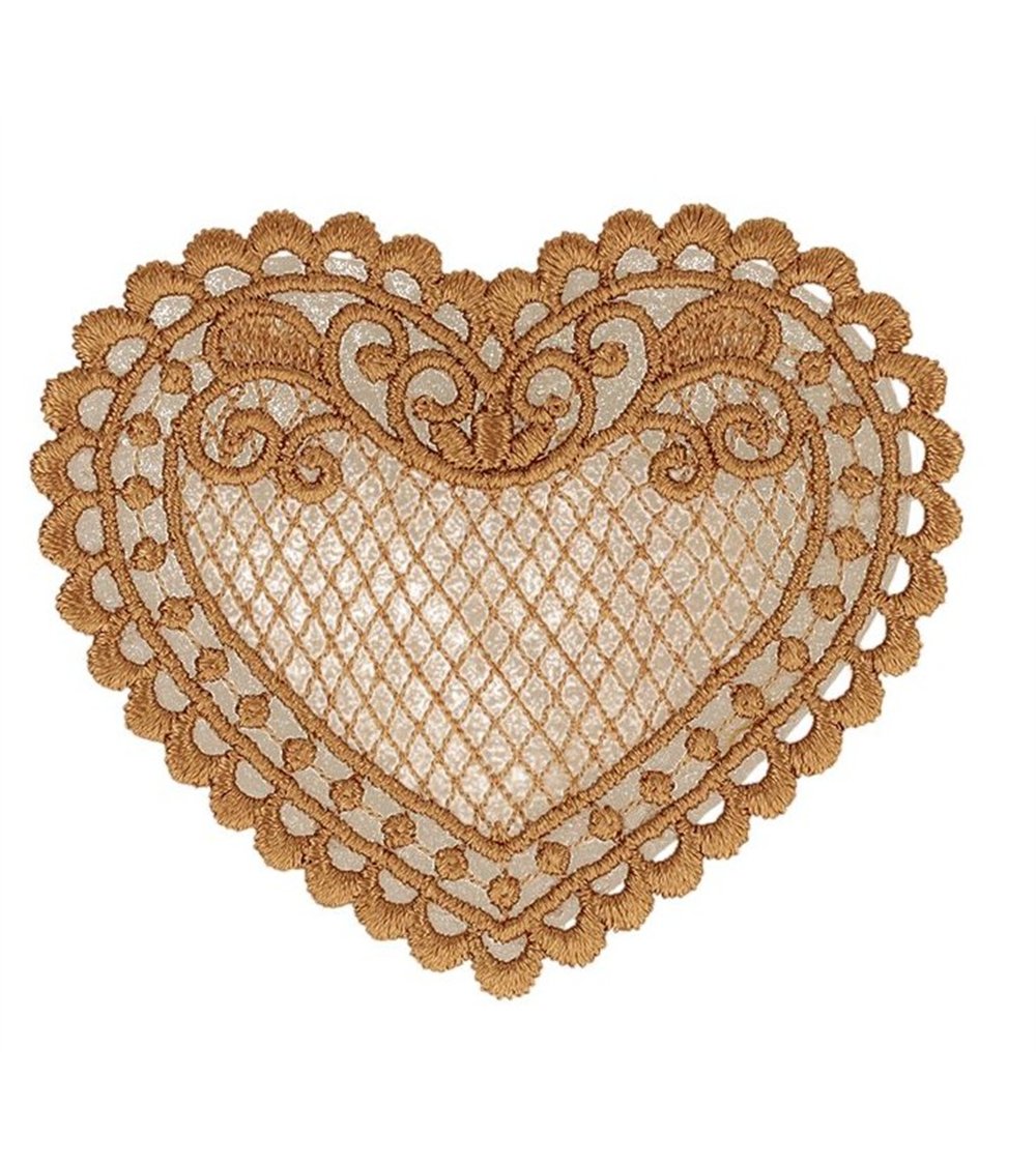 Set mit 3 beigen Spitzen-Herz-Patches 56*48 mm