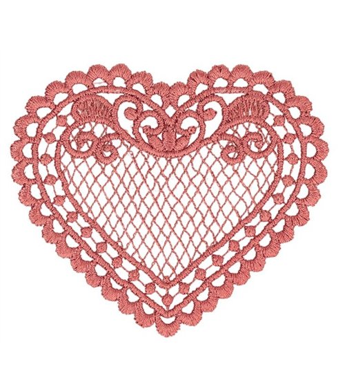 Set of 3 fuchsia lace heart patches 56*48mm