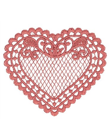 Set of 3 fuchsia lace heart patches 56*48mm