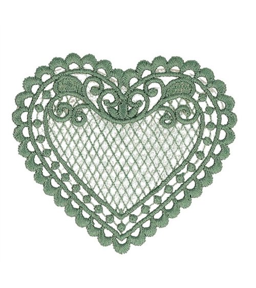 Set of 3 green lace heart patches 56*48mm