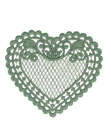 Lote de 3 parches de corazón de encaje verde 56*48mm